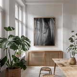 Shy by Aledanda. shown as a print in a natural wood frame in a dining room. Available as a archival giclee rolled canvas, fine art paper, or poster print. SKU 38296h.