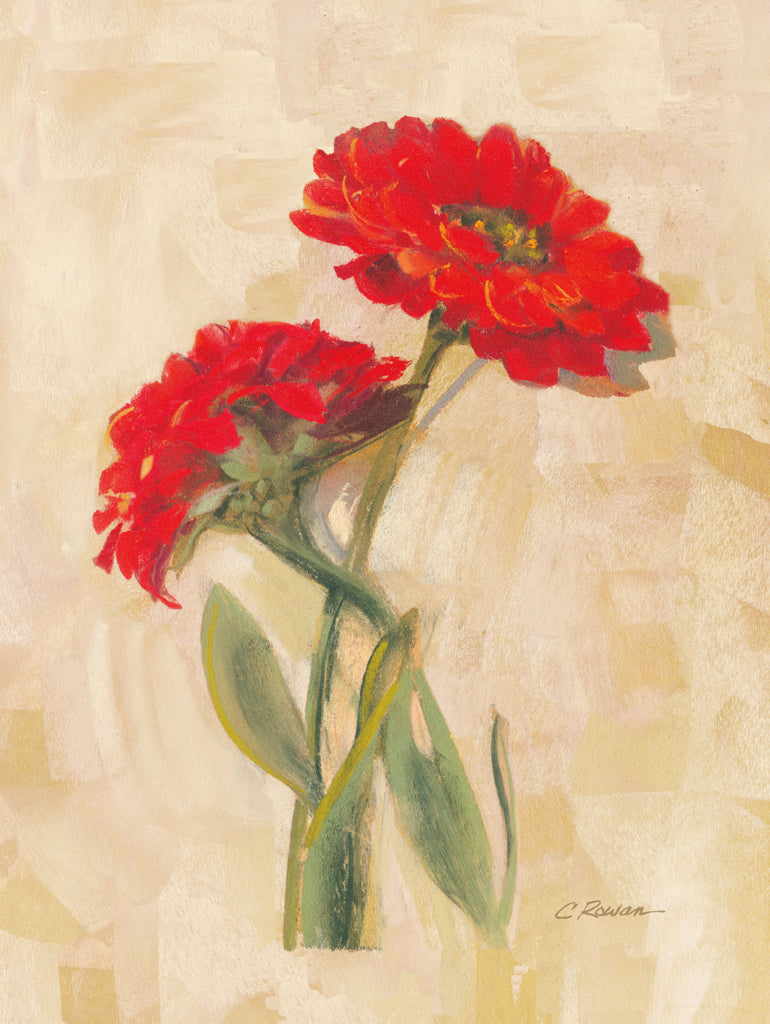 Reproduction of Spicy Zinnias by Carol Rowan - Wall Decor Art