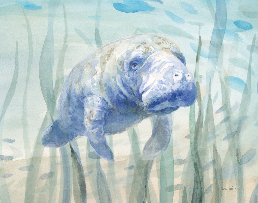 Reproduction of Manatee Undersea by Danhui Nai - Wall Decor Art