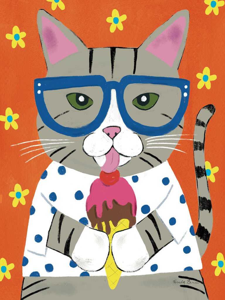 Reproduction of Seasonal Cat III by Farida Zaman - Wall Decor Art