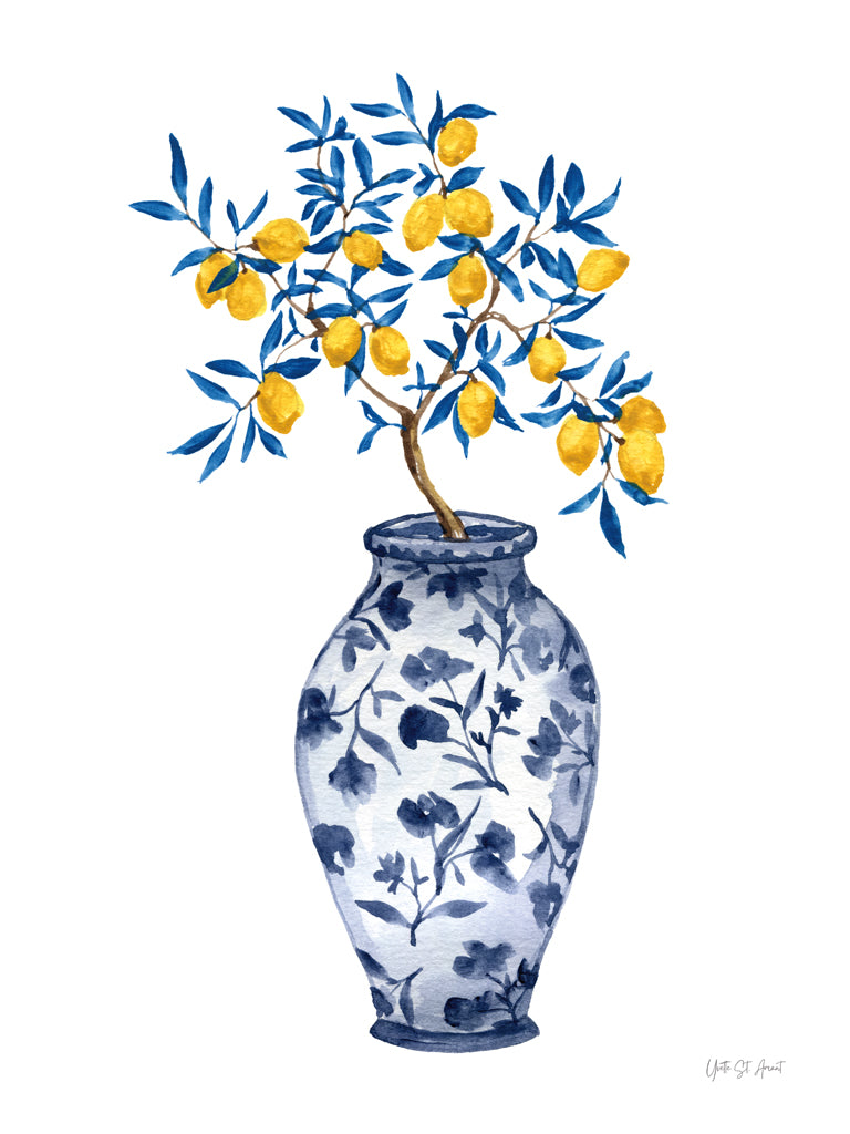 Reproduction of Lemon Tree in Chinoiserie II by Yvette St. Amant - Wall Decor Art