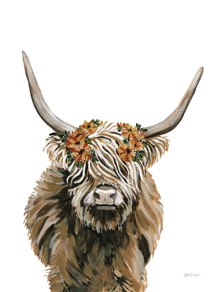 Reproduction of Harvest Cow Floral by Yvette St. Amant - Wall Decor Art