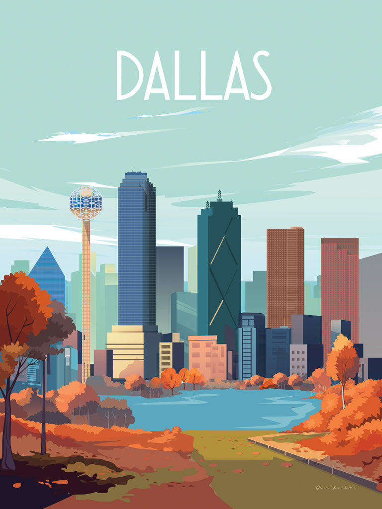 Reproduction of City Sights Dallas by Omar Escalante - Wall Decor Art