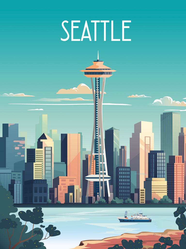 Reproduction of City Sights Seattle by Omar Escalante - Wall Decor Art