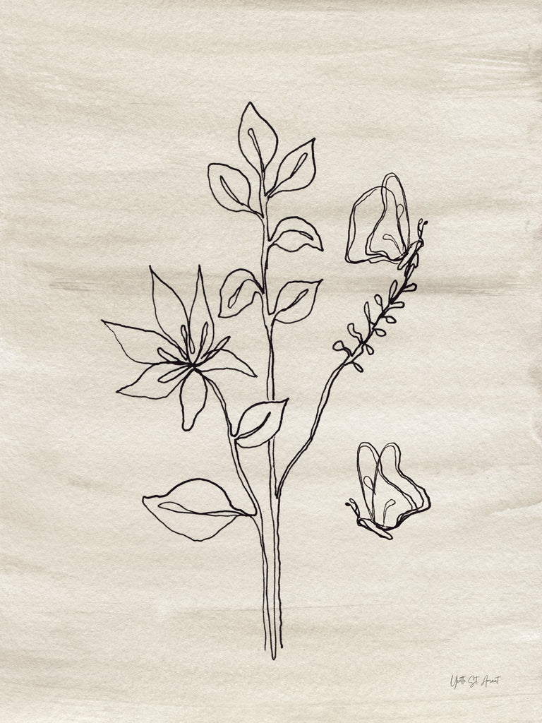 Reproduction of Line Butterfly by Yvette St. Amant - Wall Decor Art