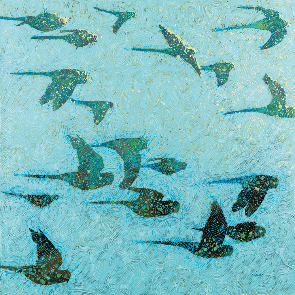 Reproduction of Gilded Flight Blue Green by Shirley Novak - Wall Decor Art