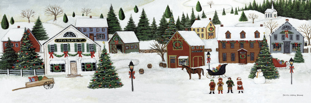 Reproduction of Christmas Valley Village by David Carter Brown - Wall Decor Art