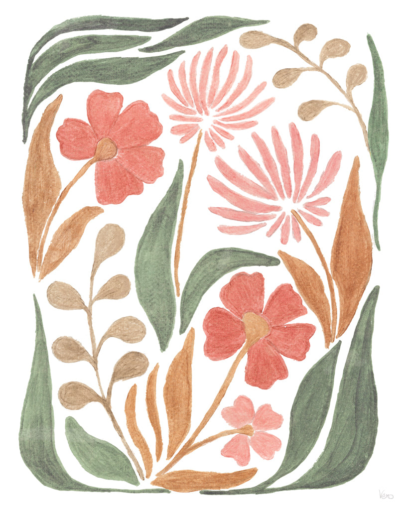 Reproduction of Floral Abstract II on White by Veronique Charron - Wall Decor Art