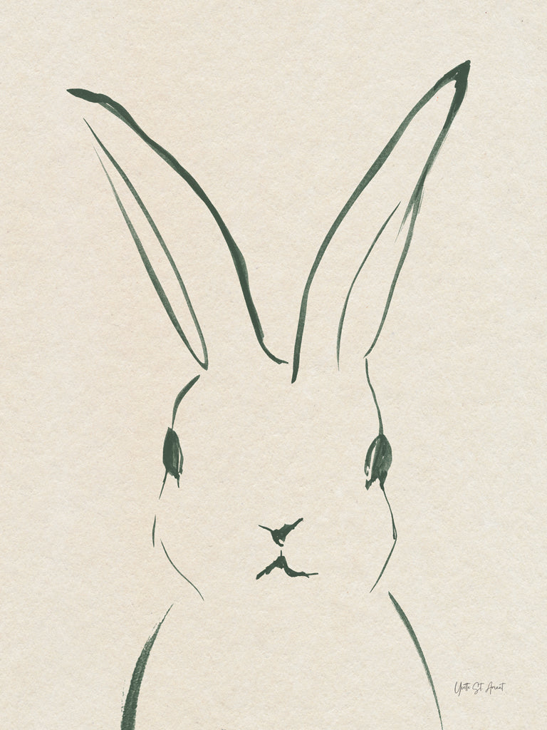 Reproduction of Bunny Portrait Green by Yvette St. Amant - Wall Decor Art