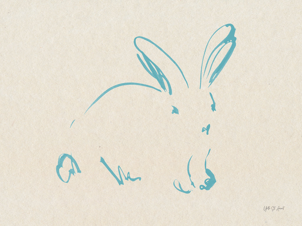 Reproduction of Illustrative Bunny I Blue by Yvette St. Amant - Wall Decor Art