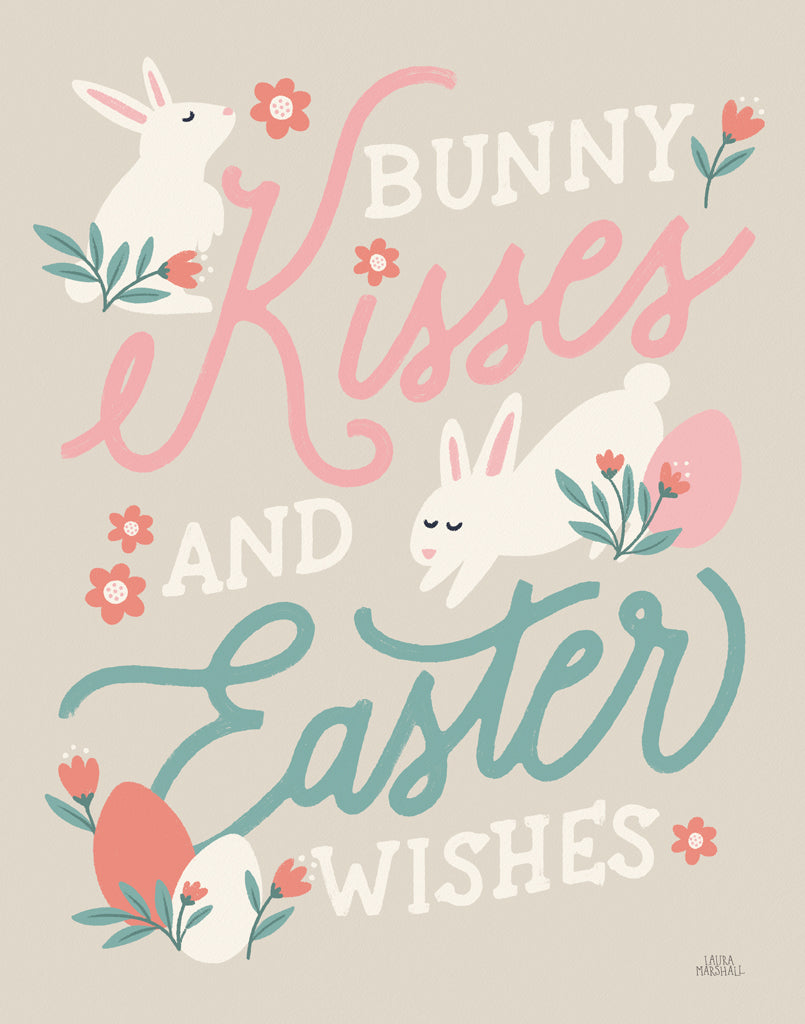 Reproduction of Bunny Kisses II Beige by Laura Marshall - Wall Decor Art