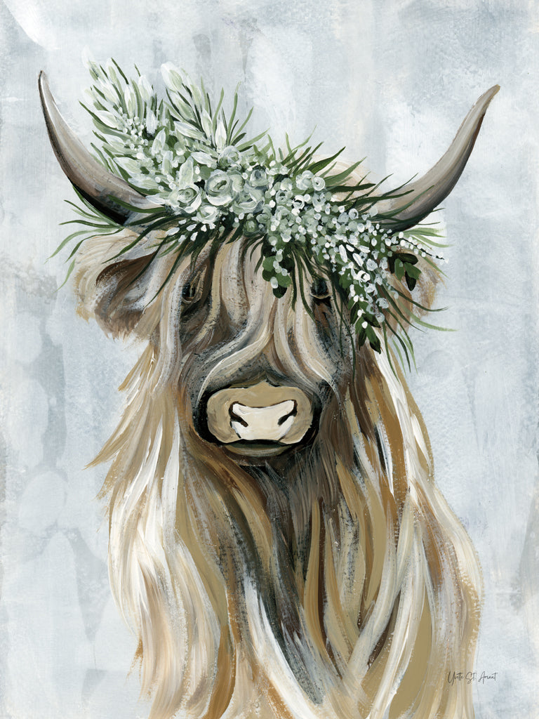 Reproduction of Beautiful Crowned Bovine by Yvette St. Amant - Wall Decor Art