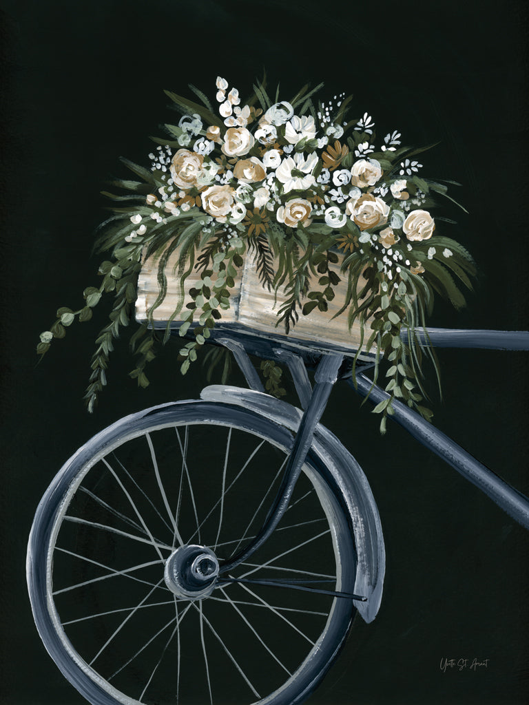 Reproduction of Vintage Bicycle with Florals by Yvette St. Amant - Wall Decor Art