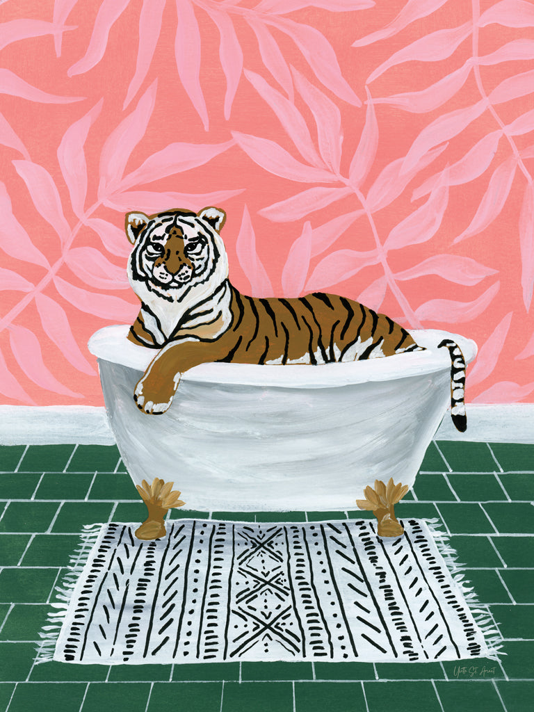 Reproduction of Tiger in Tub by Yvette St. Amant - Wall Decor Art