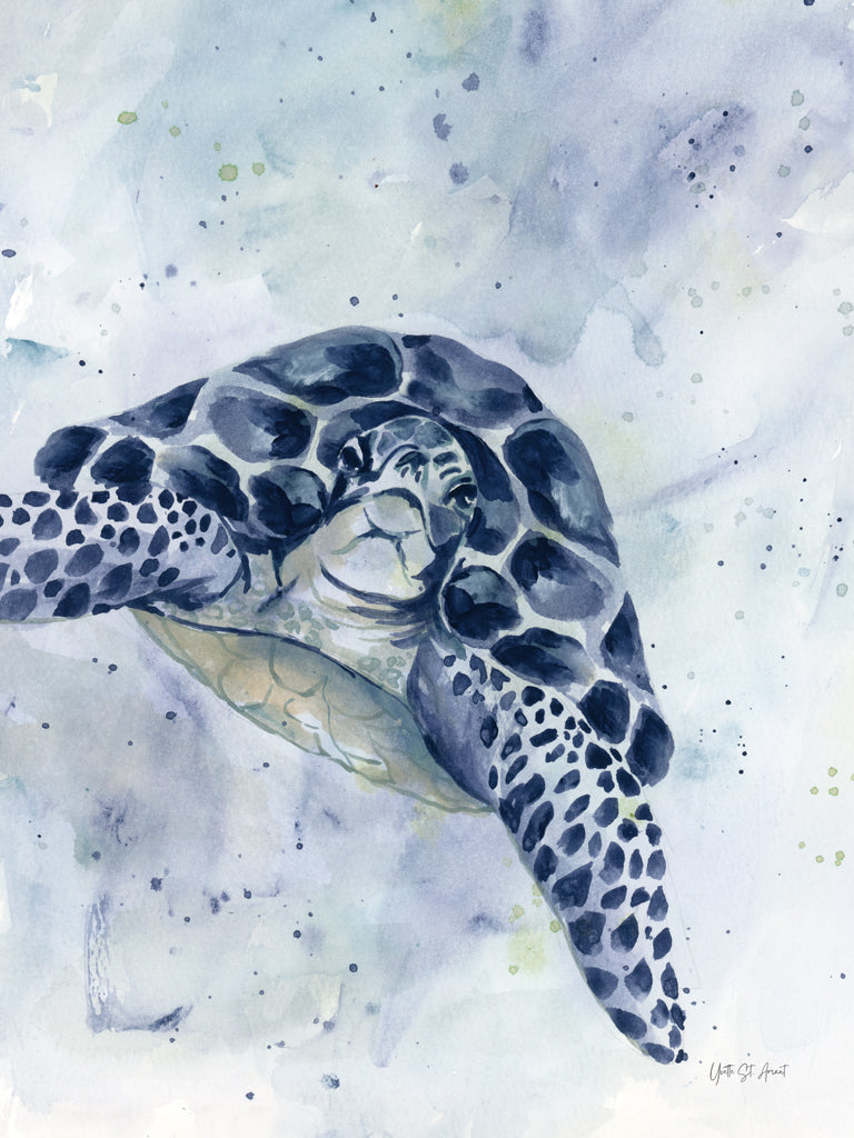 Reproduction of Swimming Sea Turtle by Yvette St. Amant - Wall Decor Art