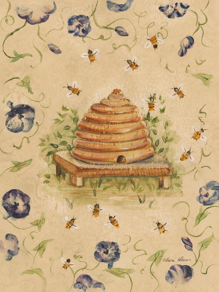 Bee Skep and Flowers I
