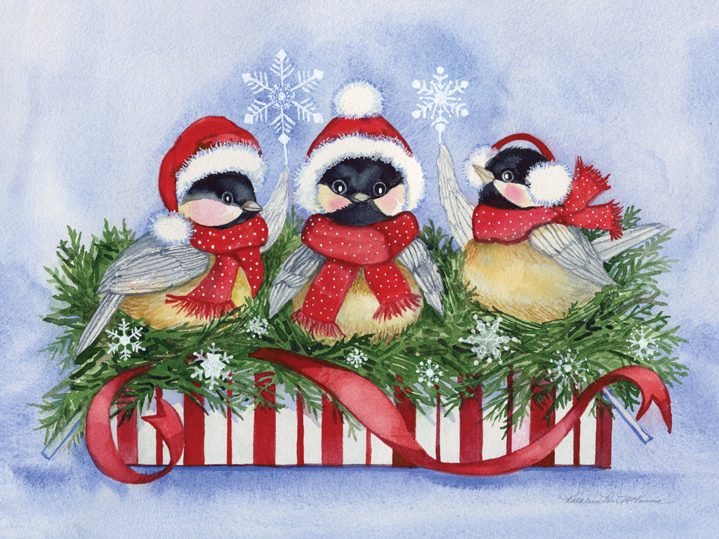 Reproduction of Christmas Day Chickadees by Kathleen Parr McKenna - Wall Decor Art