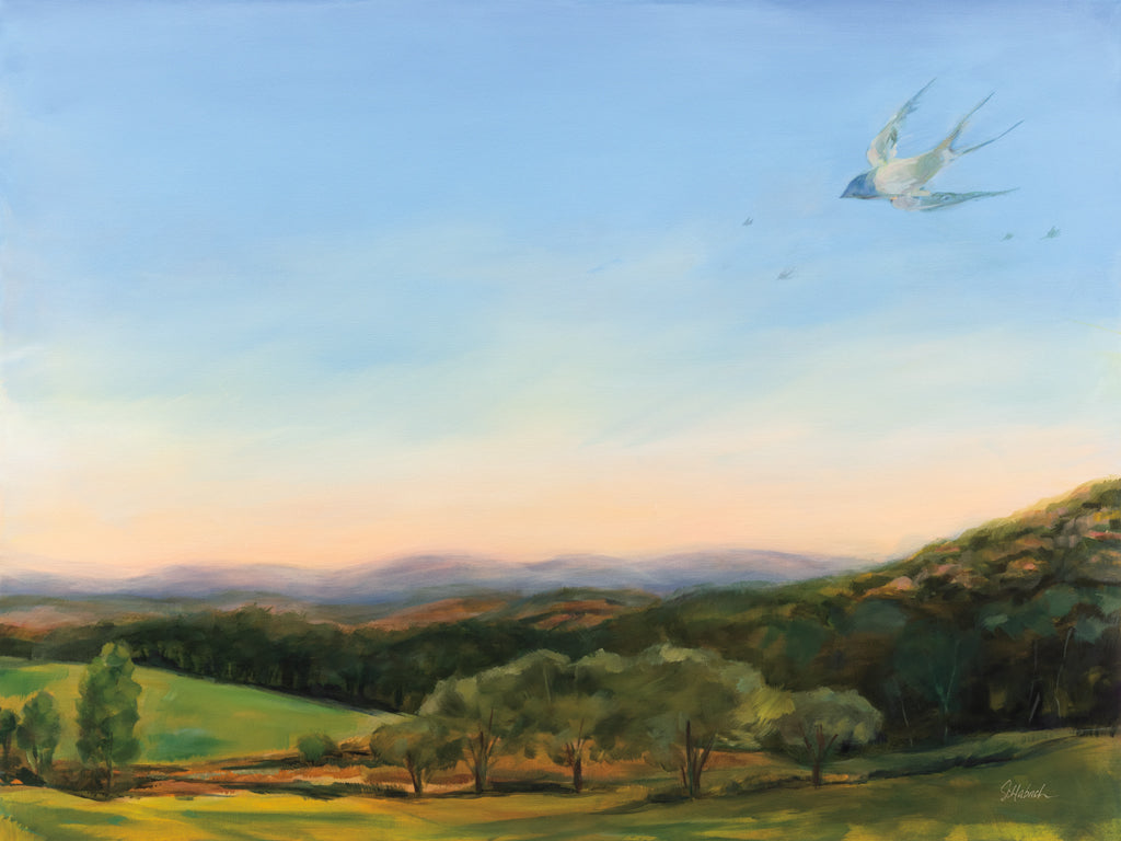 Reproduction of Barn Swallows Over Fable Farm by Sue Schlabach - Wall Decor Art