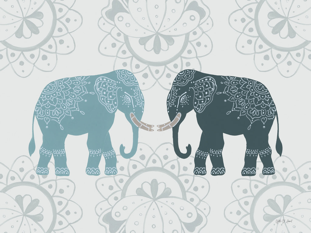 Reproduction of Two Elephants by Yvette St. Amant - Wall Decor Art
