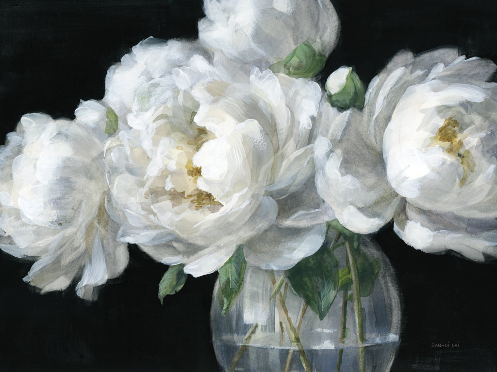 Reproduction of White Peonies in Glass by Danhui Nai - Wall Decor Art
