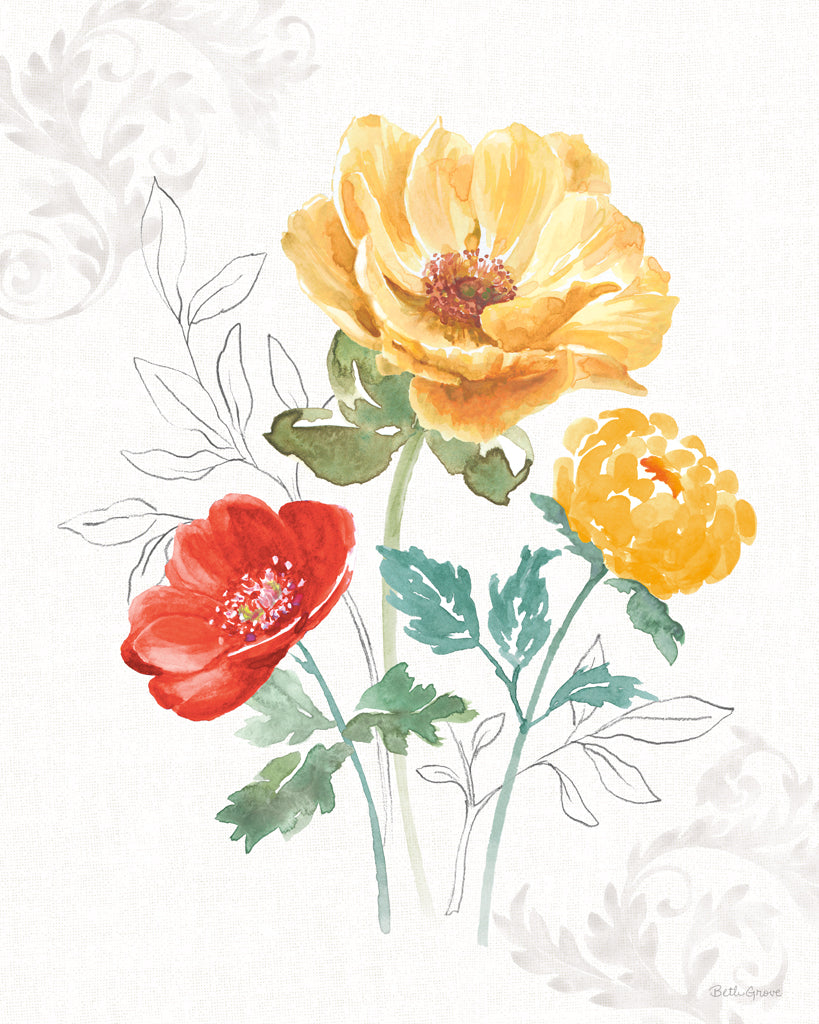 Reproduction of Sunny Bouquets I by Beth Grove - Wall Decor Art