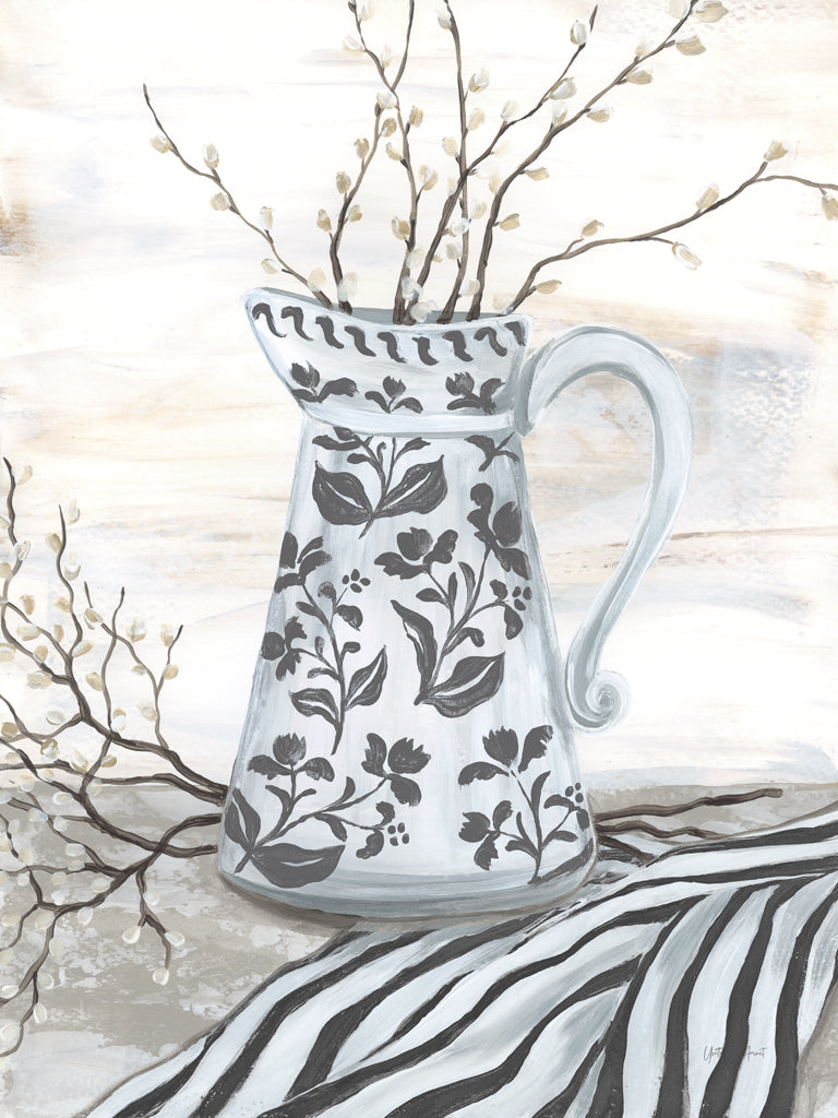 Reproduction of Chantilly Cottage Vase B&W by Yvette St. Amant - Wall Decor Art