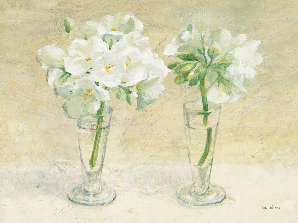 Reproduction of Geraniums in Glasses I by Danhui Nai - Wall Decor Art