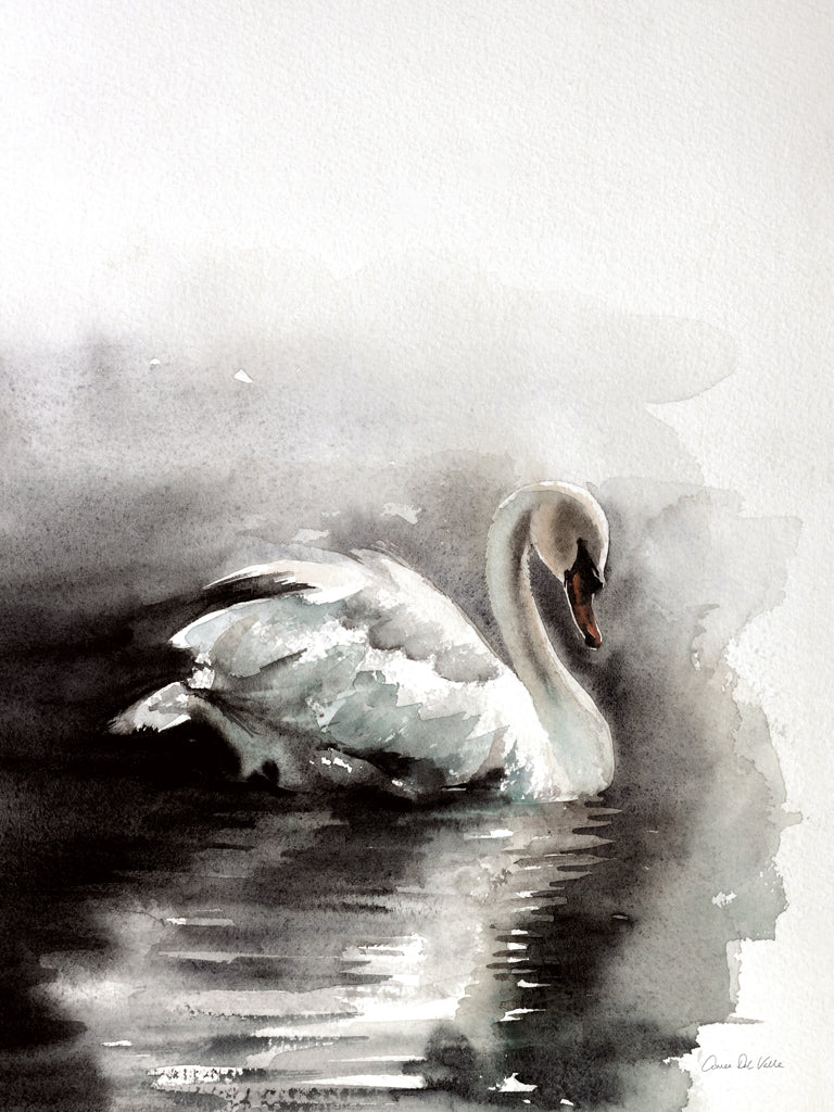 Reproduction of Moonlit Swan Dark by Aimee Del Valle - Wall Decor Art