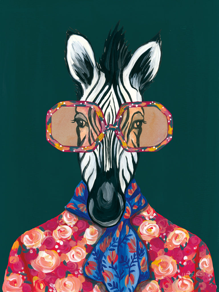 Reproduction of Miami Living Zebra Portrait by Yvette St. Amant - Wall Decor Art