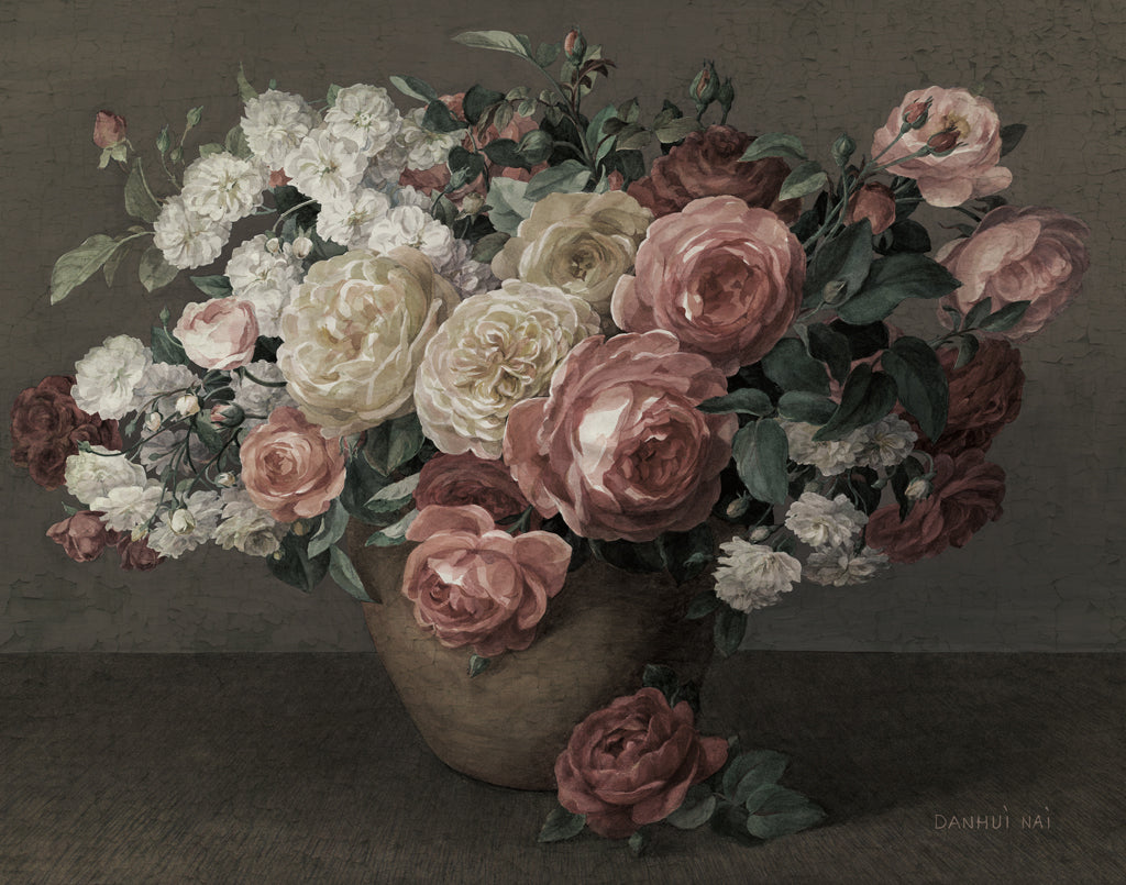 Reproduction of Antique Rose Bouquet Dark by Danhui Nai - Wall Decor Art