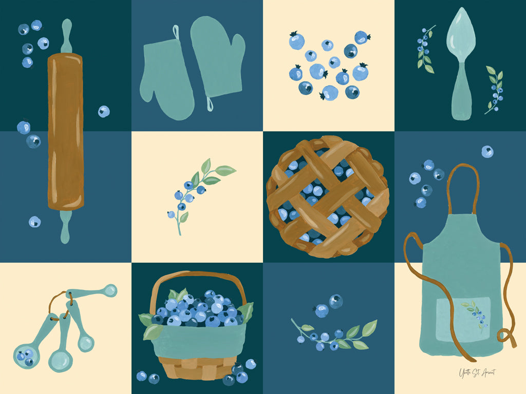 Reproduction of Checkerboard Blueberry Pie by Yvette St. Amant - Wall Decor Art