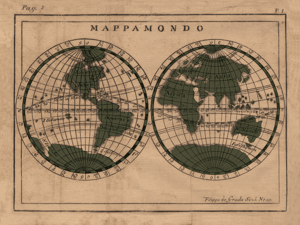 Reproduction of Mappamondo Green by Wild Apple Portfolio - Wall Decor Art