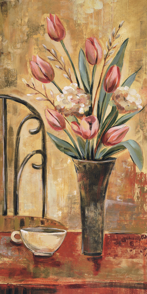 Reproduction of Pink Tulips and Ivory Cup by Silvia Vassileva - Wall Decor Art