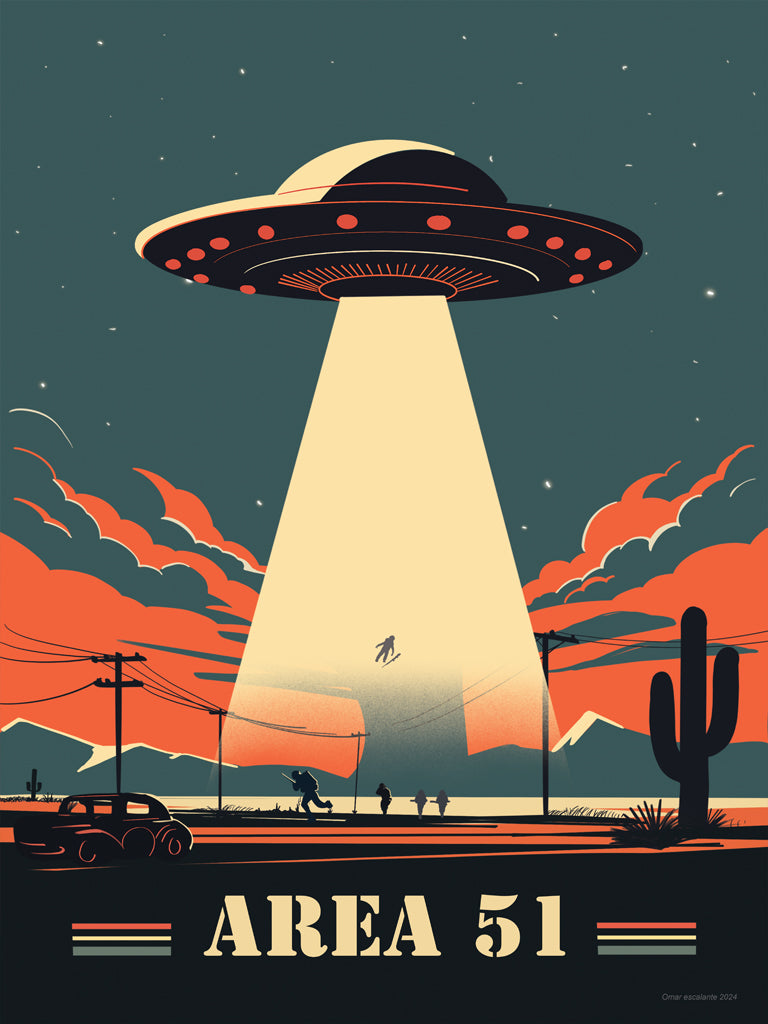 Reproduction of Area 51 UFO by Omar Escalante - Wall Decor Art