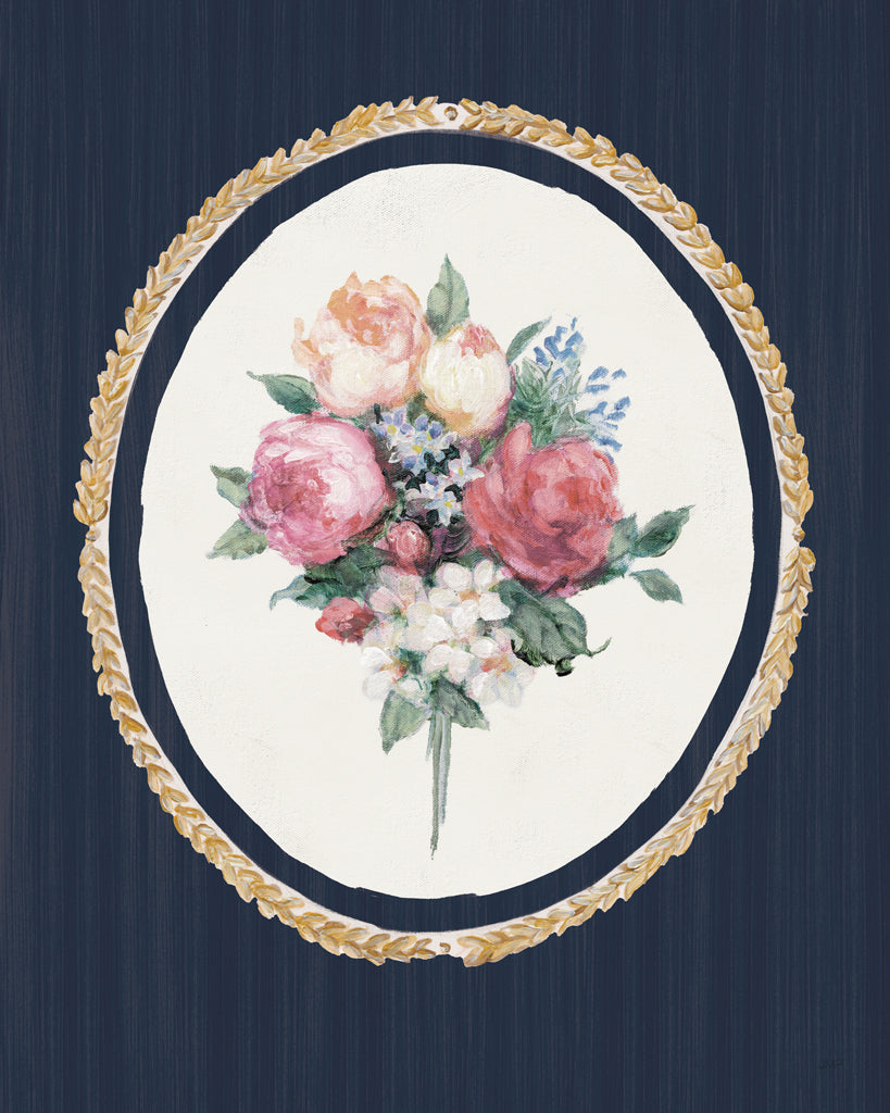 Reproduction of Floral Cameo I Navy by Julia Purinton - Wall Decor Art