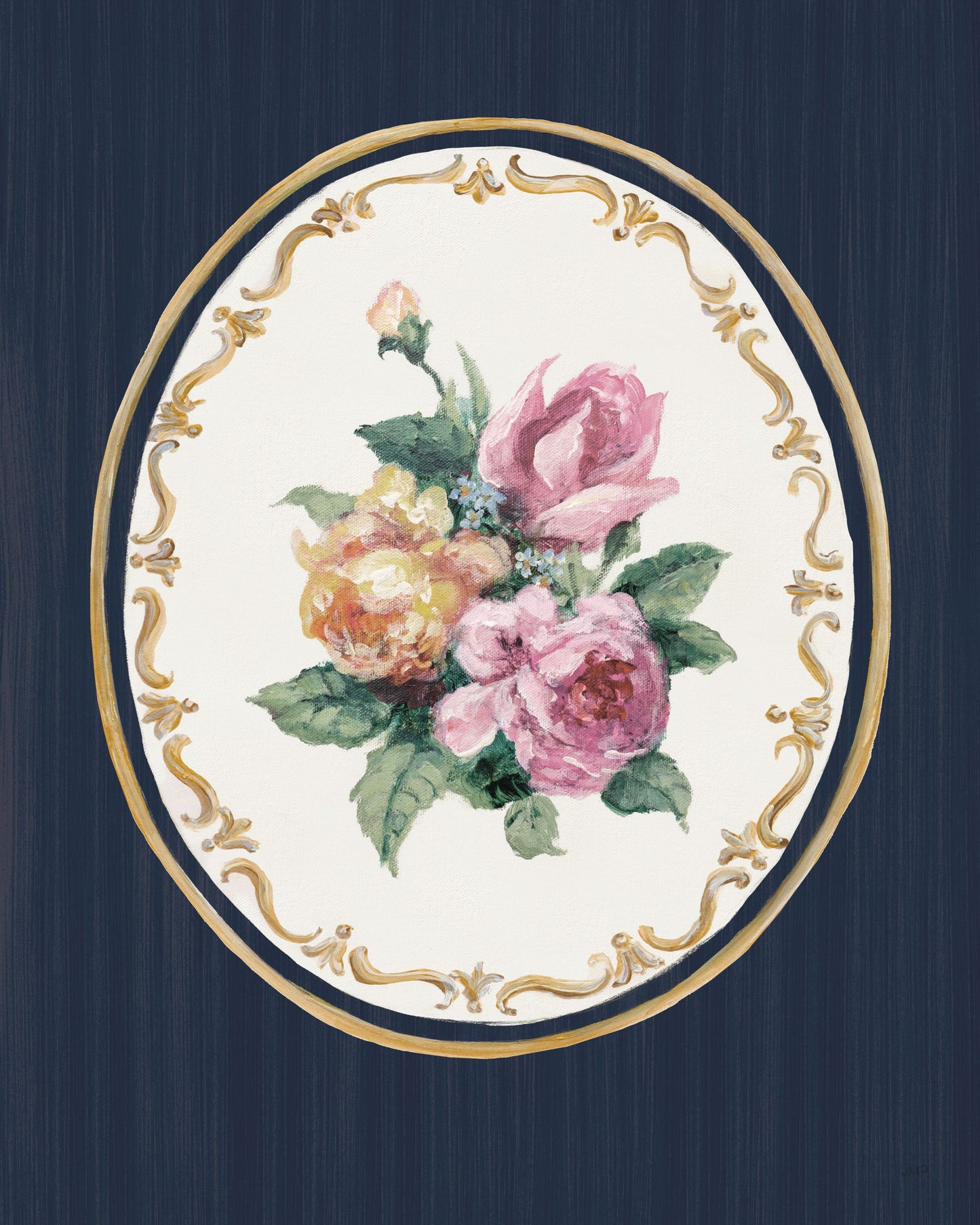 Reproduction of Floral Cameo II Navy by Julia Purinton - Wall Decor Art