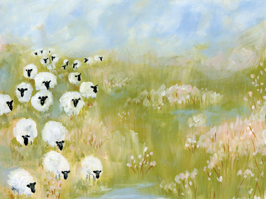 Reproduction of Wildflower Woods Sheep in Pasture by Yvette St. Amant - Wall Decor Art
