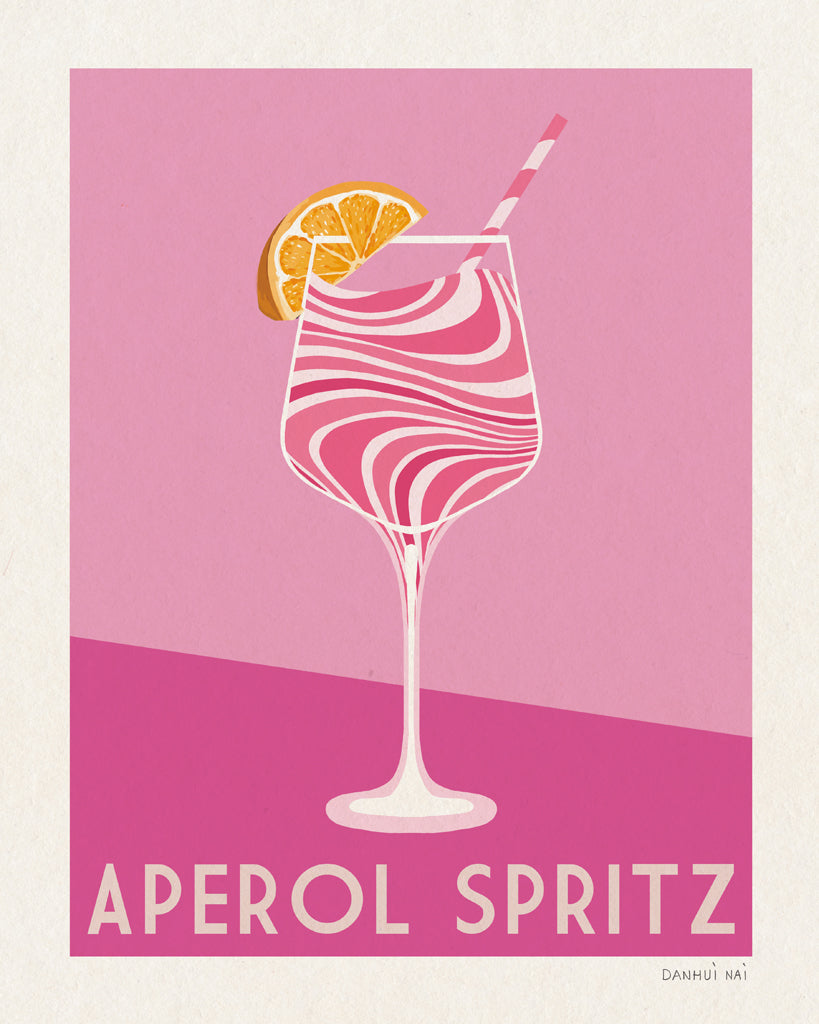Reproduction of Cocktail Poster III Pink by Danhui Nai - Wall Decor Art
