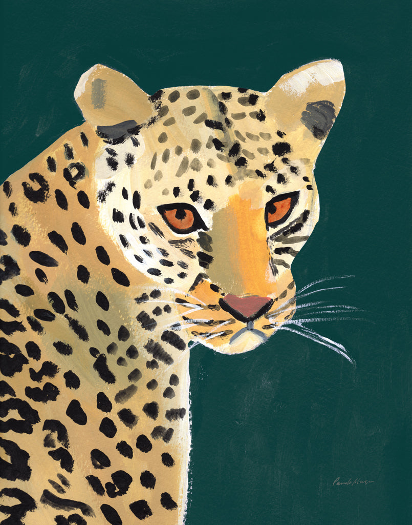 Reproduction of Colorful Cheetah on Dark Green by Pamela Munger - Wall Decor Art