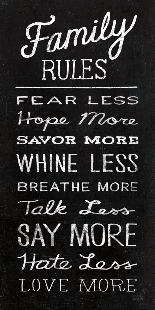 Reproduction of All Good Things Family Rules Vertical by Michael Mullan - Wall Decor Art