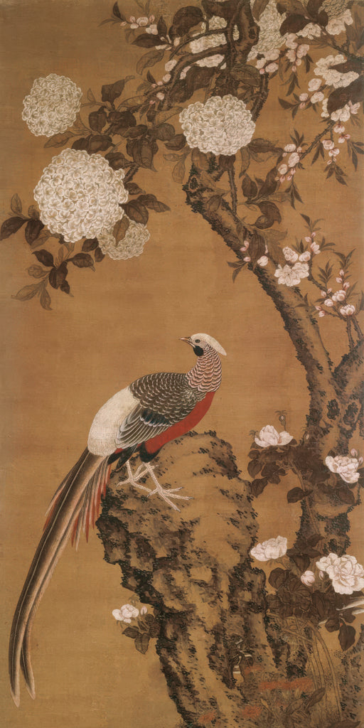 Reproduction of Pheasants Rock Tree Peonies and Hydrangeas by Wild Apple Portfolio - Wall Decor Art