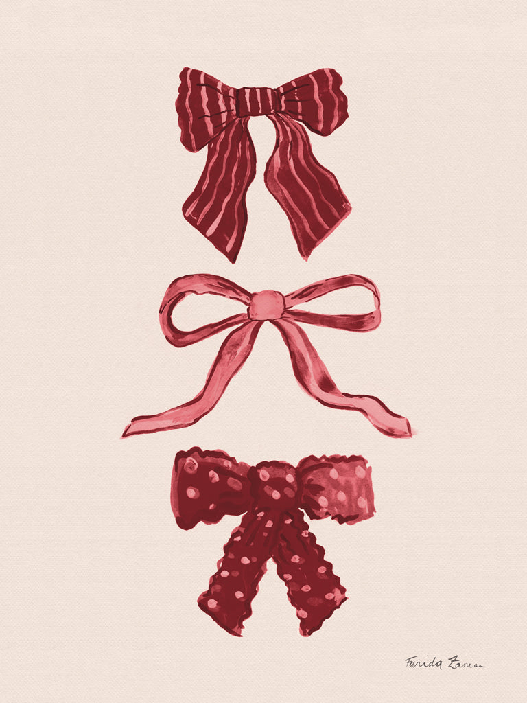Reproduction of Pretty Bows Burgundy I by Farida Zaman - Wall Decor Art