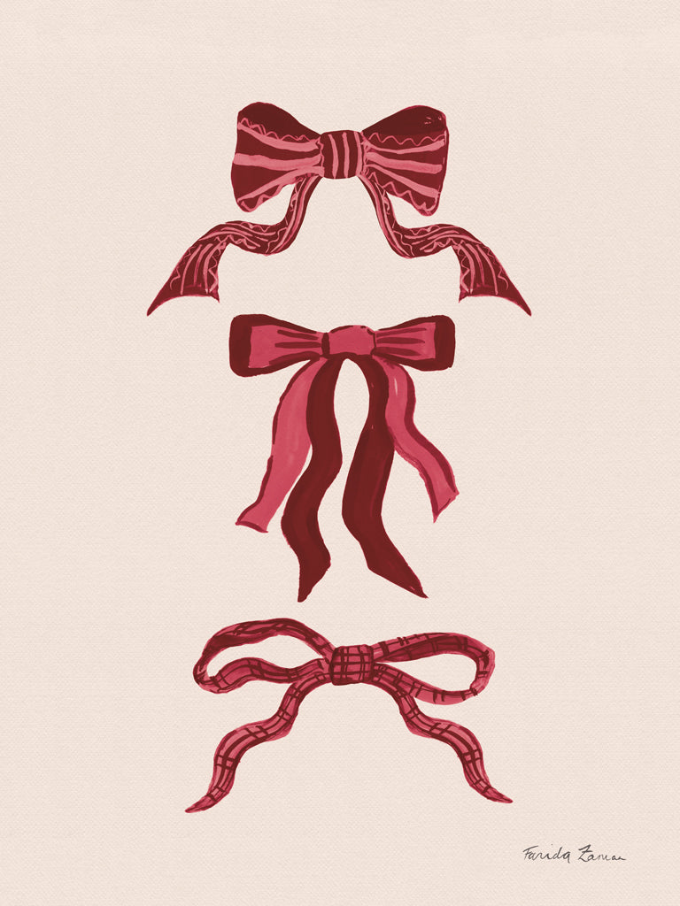 Reproduction of Pretty Bows Burgundy II by Farida Zaman - Wall Decor Art