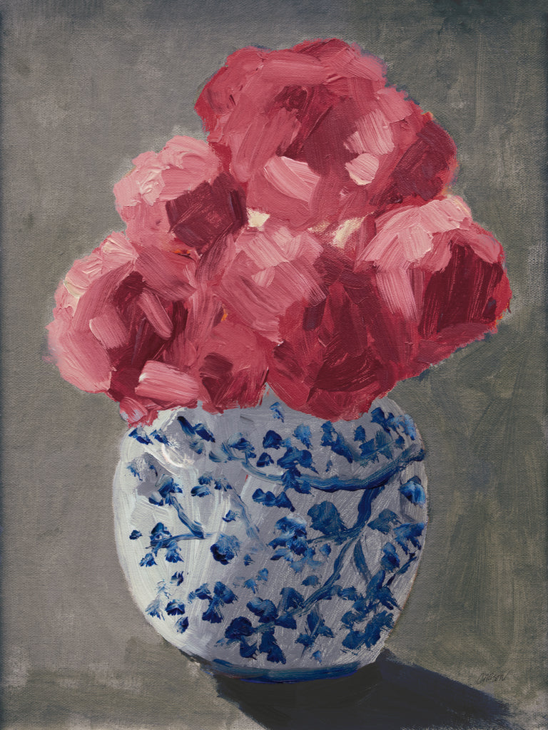 Reproduction of Peonies in Chinoiserie Vase Country Traditions by Carson Overstreet - Wall Decor Art