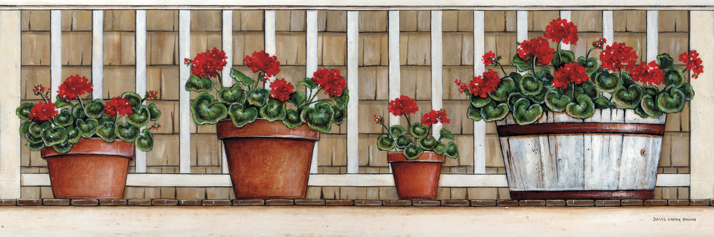 Reproduction of Geraniums by David Carter Brown - Wall Decor Art