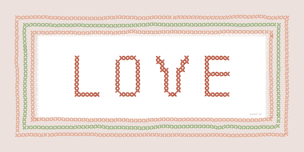Reproduction of Love Cross Stitch by Danhui Nai - Wall Decor Art