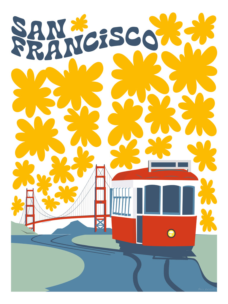 Reproduction of San Francisco Trolley by Omar Escalante - Wall Decor Art
