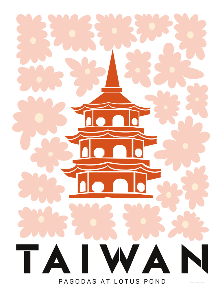 Reproduction of Pagodas of Taiwan by Omar Escalante - Wall Decor Art