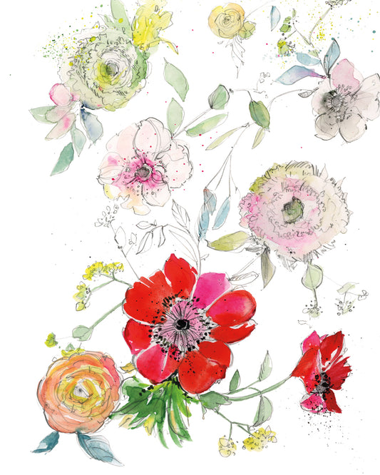Reproduction of Falling Florals by Kristy Rice - Wall Decor Art