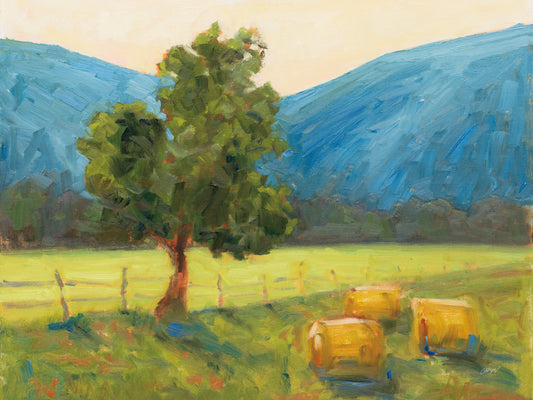 Reproduction of Blue Ridge Hay Bales by Carson Overstreet - Wall Decor Art